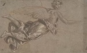 Brush And Brown Wash Collection: Flying Angel, 17th century. Creator: Anon
