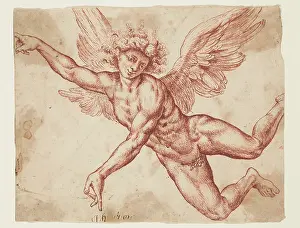 Cream Prints: Flying Angel, 17th century. Creator: Unknown Dutch; After Jan de Bisschop Dutch, 1628-1671