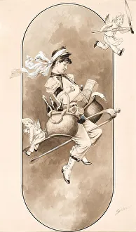 Cuisine Prints: The flying Chief Cook, Caricature of the Culinary Art