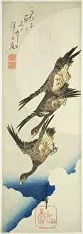 Chutanzaku Gallery: Flying geese and full moon, early 1830s. Creator: Ando Hiroshige