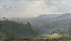 Foggy Prints: The fog lifts over the forests at Himmelbjerget