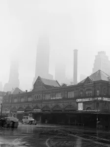 Lower East Side Prints: Foggy morning at Fulton fish market, New York City, 1943. Creator: Gordon Parks