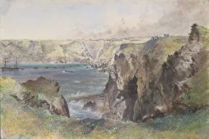 Ocean Prints: Foilhummerum Bay, Valentia, from Cromwell Fort: The Caroline Laying the Earthwire on July