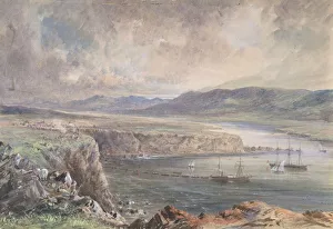 Telegraph Cable Prints: Foilhummerum Bay, Valentia, Looking from Cromwell Fort: The Caroline and Boats