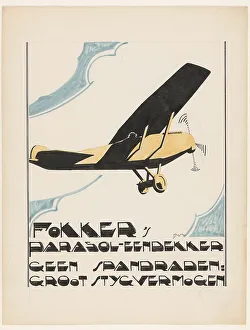 Fokker's parasol monoplane. No tension wires: great styg [?] capacity, 1919-1945. Creator: Reijer Stolk
