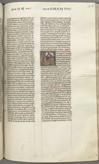 Fol. 315r, Lamentations, historiated initial E, a kneeling Jeremiah praying to a bust of God, c