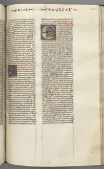 Fol. 320r, Ezechiel, historiated initial E, a sleeping Ezechiel with his vision of the four beasts
