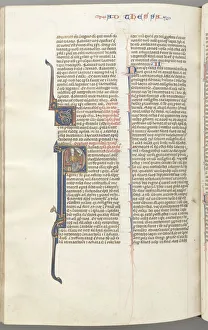Toulouse Prints: Fol. 454v, Thessalonians I, historiated initial P, Paul seated with a sword and a book