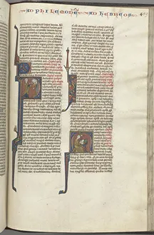Toulouse Prints: Fol. 459r, Philemon, historiated initial P, Paul addressing three men and Hebrews