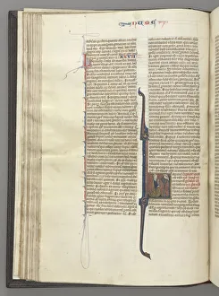 Fol. 46v, Numbers, historiated initial L, Moses with horns, kneeling before God, c