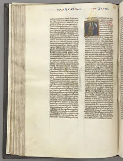 Toulouse Prints: Fol. 76v, Joshua, historiated initial E, Joshua with a scroll kneeling before God, c