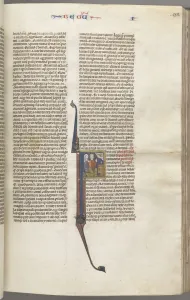 Toulouse Prints: Fol. 98r, Kings I, historiated initial F, Elkanah and Hannah kneeling before an altar