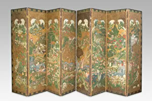 Explorers Collection: Folding Screen (Biombo), China, 17th century. Creator: Unknown