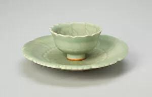 Cup And Saucer Gallery: Foliate Cup and Stand, Yuan dynasty (1279-1368), 14th century. Creator: Unknown