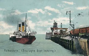 Folkestone Prints: Folkestone (Boulogne Boat leaving), c1905