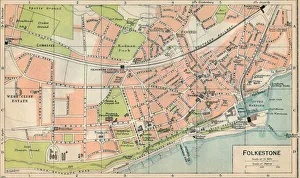 Street Plan Prints: Folkestone, c20th Century. Artist: John Bartholomew