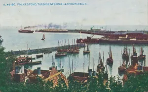 Folkestone Prints: Folkestone: Turbine Steamer Leaving Harbour, late 19th-early 20th century