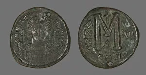 Copper Alloy Collection: Follis (Coin) Portraying the Emperor Justinian I, 538-539. Creator: Unknown