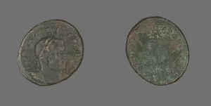 Paganism Collection: Follis (Coin) Portraying Emperor Licinius, 314-315. Creator: Unknown