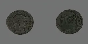 Follis (Coin) Portraying Emperor Maxentius, 309-312. Creator: Unknown