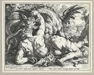 Ovid Prints: Two Followers of Cadmus devoured by a Dragon