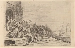Basse Willem Prints: The Followers of Solon Defending the Temple of Venus, 1634. Creator: Willem Basse
