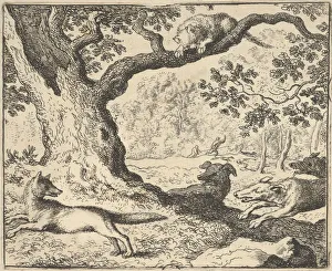 Lies Prints: Following Renards False Story, His Father Is Chased by Hunting Dogs from Hendrick van