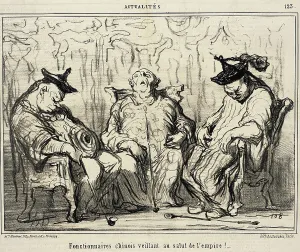 Mandarin Prints: Fonctionnaires chinois veillant au salut de l'empire!, 1859. Creator: Honore Daumier