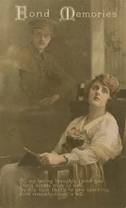 Images Dated 21st May 2013: Fond Memories, romantic postcard sent from a soldier to his sweetheart