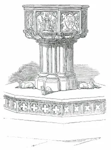 Font Prints: The Font, Church of St. Stephen, Rochester-Row, Westminster, 1850. Creator: Unknown