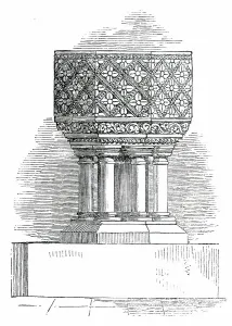 Font Prints: Font, St. Barnabas Church, Pimlico, 1850. Creator: Unknown