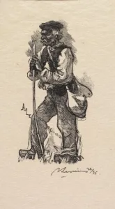 Desmoulins Prints: Fontainebleau Forest: Serpent Merchant (La Foret de Fontainebleau: Le chasseur de serpents)