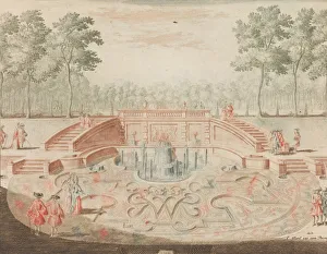 Parterre Prints: De Fontein van de Koninglijke door-eengevlochte Naam; voor de veiver
