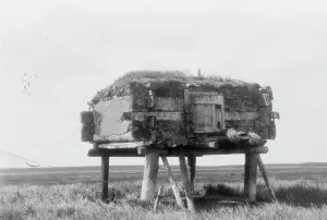 Storage Prints: Food caches, Hooper Bay, Alaska, c1929. Creator: Edward Sheriff Curtis