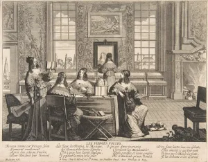 Stupid Prints: The Foolish Virgins Conversing, ca. 1635. Creator: Abraham Bosse