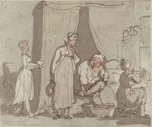 Drying Prints: The Foot Bath (Drying Out). Creator: Thomas Rowlandson