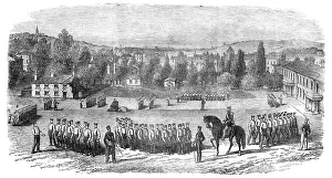 Parade Ground Prints: Foot Guards at Squad Drill, at the St. John's Wood Barracks, 1854. Creator: Unknown
