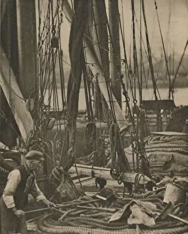 At the Foot of the Mast on a Thames Barge, c1935. Creator: Walter Benington