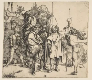 Halberd Prints: Five Foot Soldiers and a Mounted Turk, ca. 1495. Creator: Albrecht Durer