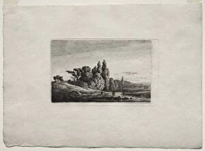 Caspar David Friedrich Gallery: Footbridge with Cross before Trees at a River, c.1803. Creator: Caspar David Friedrich (German)