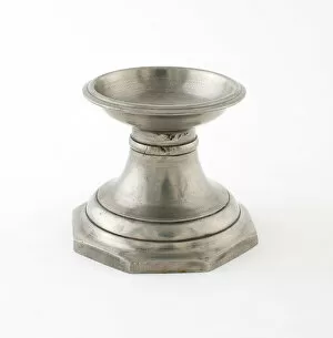 Pewter Collection: Footed Salt Cellar with Octogonal Base, Angers, c. 1830. Creator: Louis Alegre