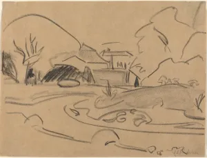 Kirchner Ernst Prints: Footpaths and Pavilion in the Dresden Grosser Garten, c. 1909. Creator: Ernst Kirchner
