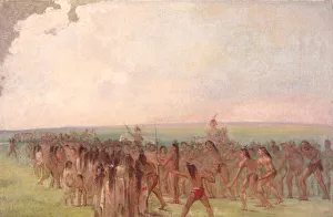 Plains Indian Gallery: Footrace behind the Mandan Village, 1832-1833. Creator: George Catlin