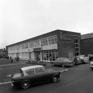 Car Park Prints: A Ford Anglia outside Asda (Queens) supermarket, Rotherham, South Yorkshire, 1969