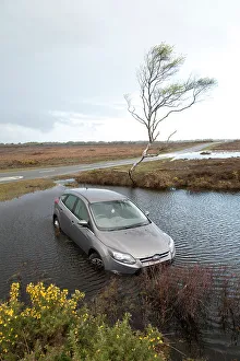 Focus Prints: Ford Focus in flooded ditch after losing control on wet road 2012