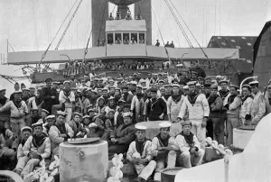 On the forecastle of HMS Royal Sovereign, 1895. Artist: Gregory & Co