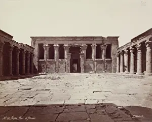 Sandstone Prints: Forecourt of the Temple of Edfu, late 19th century. Creator: Henri Bechard