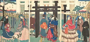 Images Dated 26th October 2020: Foreign Business Establishment in Yokohama, 1861. Creator: Sadahide Utagawa