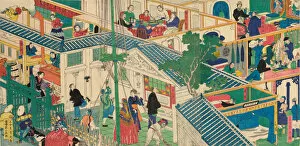 Merchant Gallery: Foreign merchant house, 1865. Creator: Sadahide Utagawa