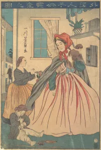 A Foreigner Enjoying Her Children, 1860 (10th month). Creator: Yoshikazu